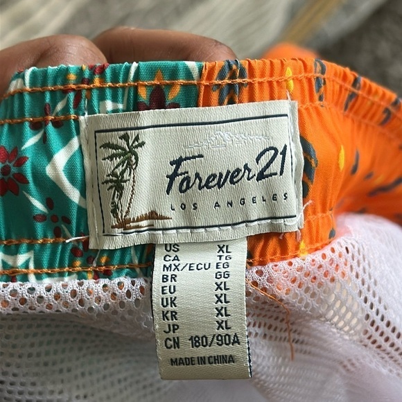 Forever 21 Men Size XL Orange Green Abstract Print two piece outfit - Picture 6 of 7